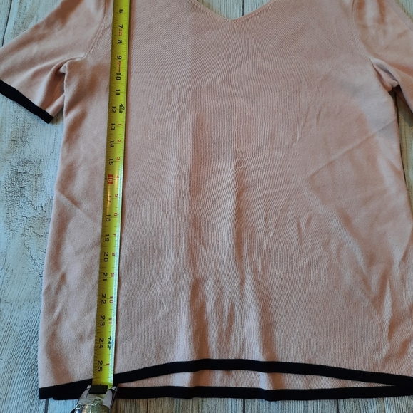 Talbots •Sz 1X• Pink Knit Short Sleeve V-neck Top - Picture 4 of 7